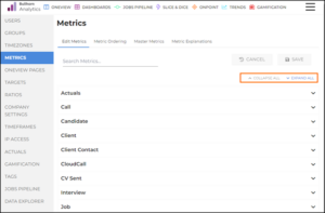 Metrics Admin enhancement to enable expansion or collapse of all entity sections